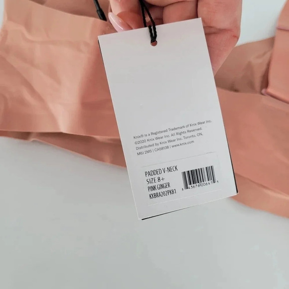 KNIX Padded V-neck 8+ Pink Ginger Bra Fits 42E, 40F, 42F - Picture 5 of 9